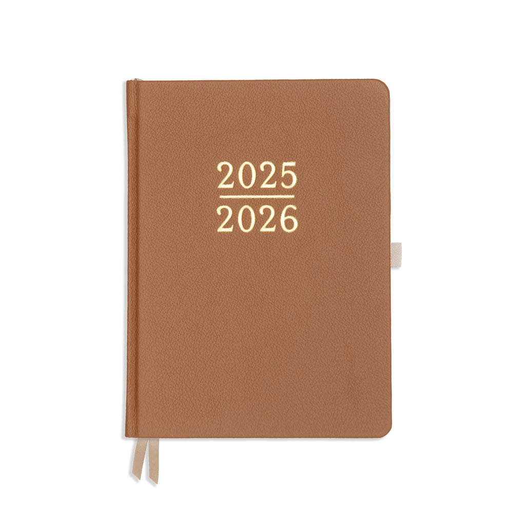 Academic Daily Planner - Tan Real Leather