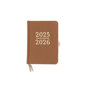 Academic Pocket Weekly Planner - Tan Real Leather
