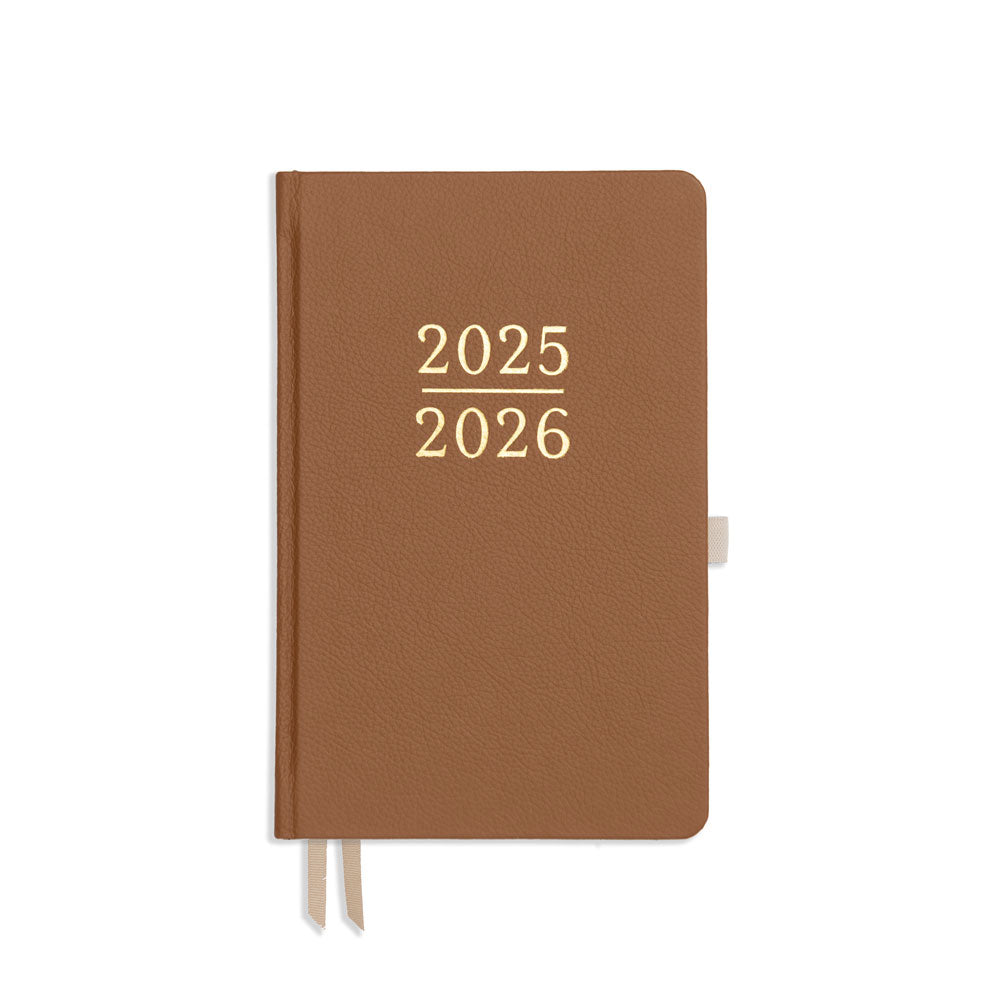 Academic Weekly Planner - Tan Real Leather