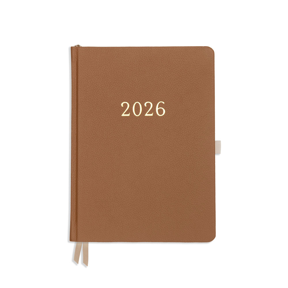 Daily Planner - Tan Real Leather