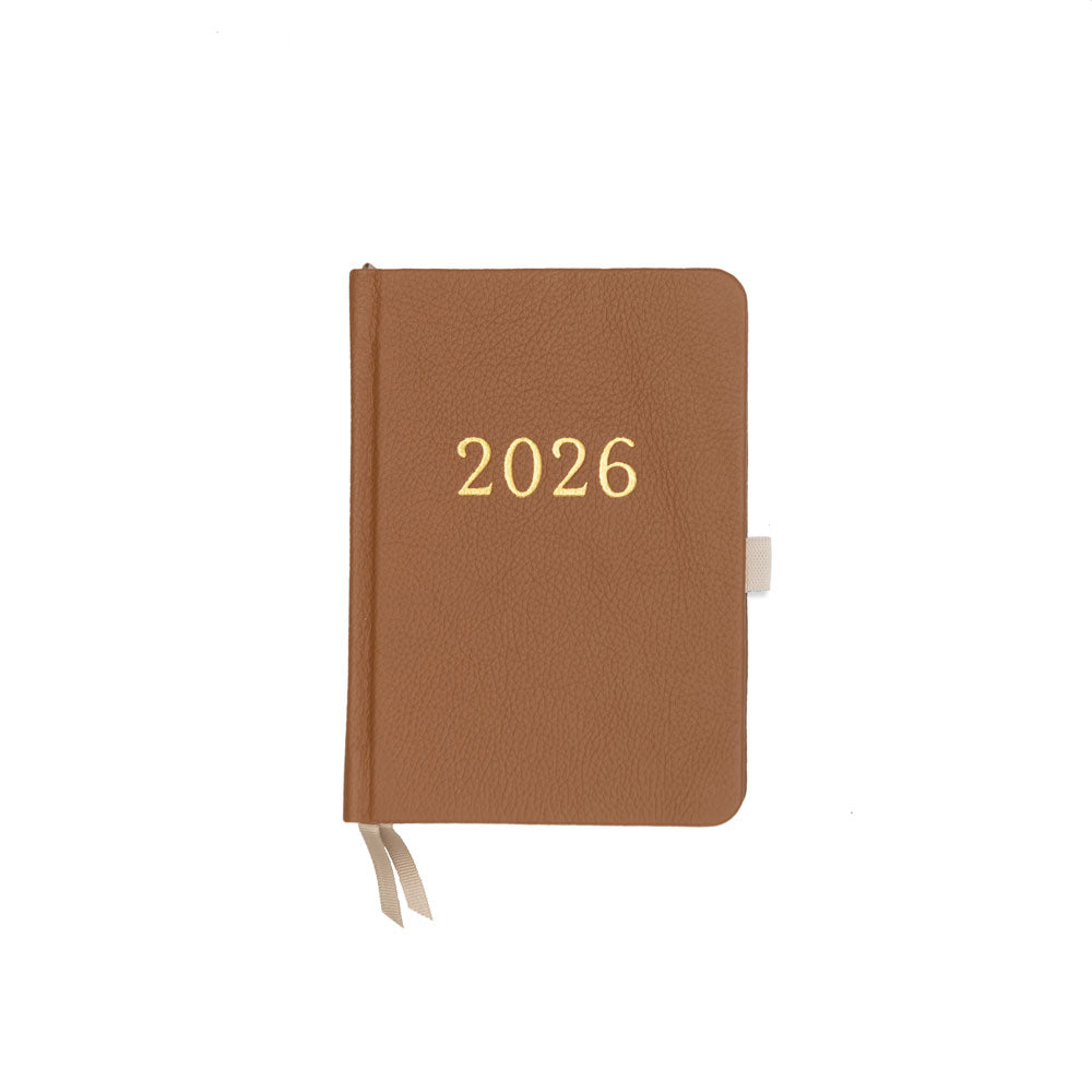 Pocket Weekly Planner - Tan Real Leather