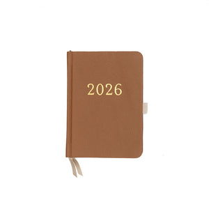 Pocket Weekly Planner - Tan Real Leather