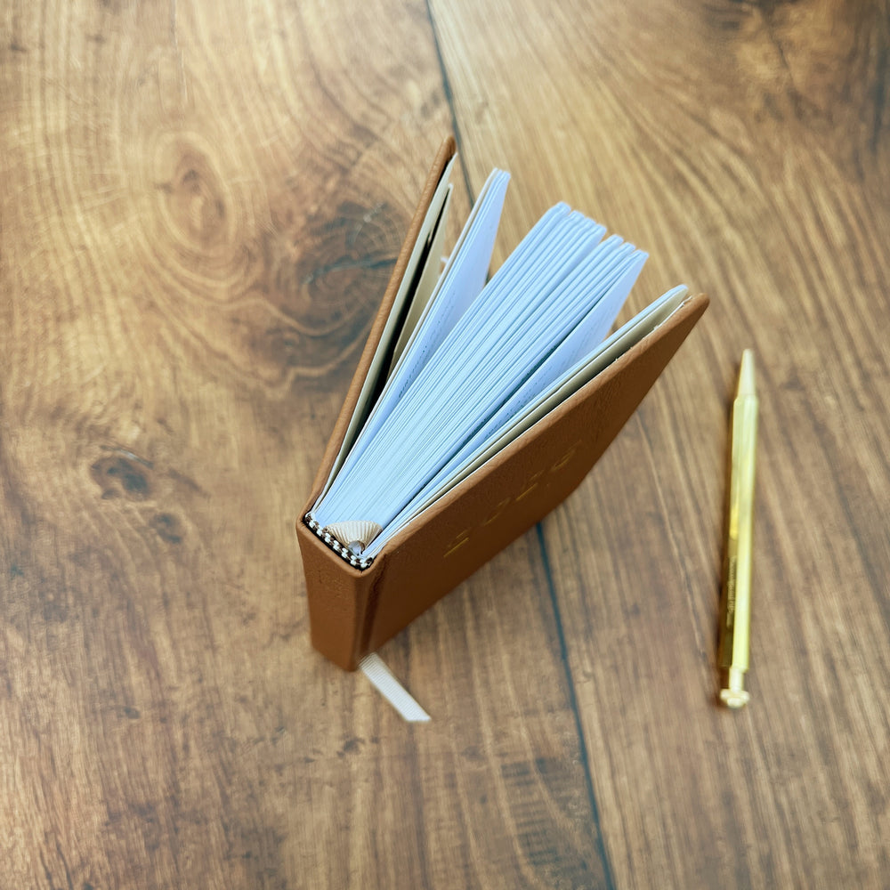 Academic Pocket Weekly Planner - Tan Real Leather