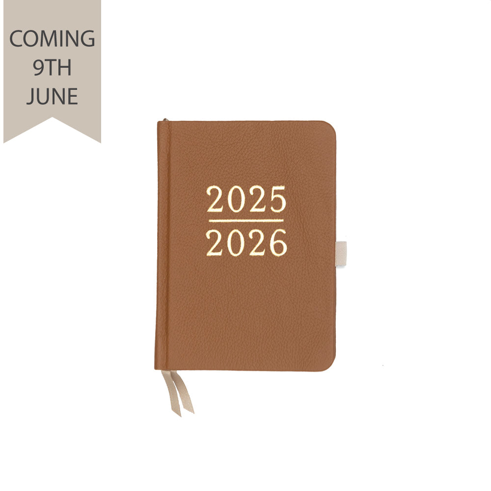 Academic Pocket Weekly Planner - Tan Real Leather