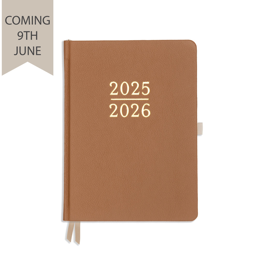 Academic Daily Planner - Tan Real Leather