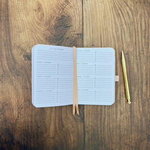 Academic Pocket Weekly Planner - Tan Real Leather